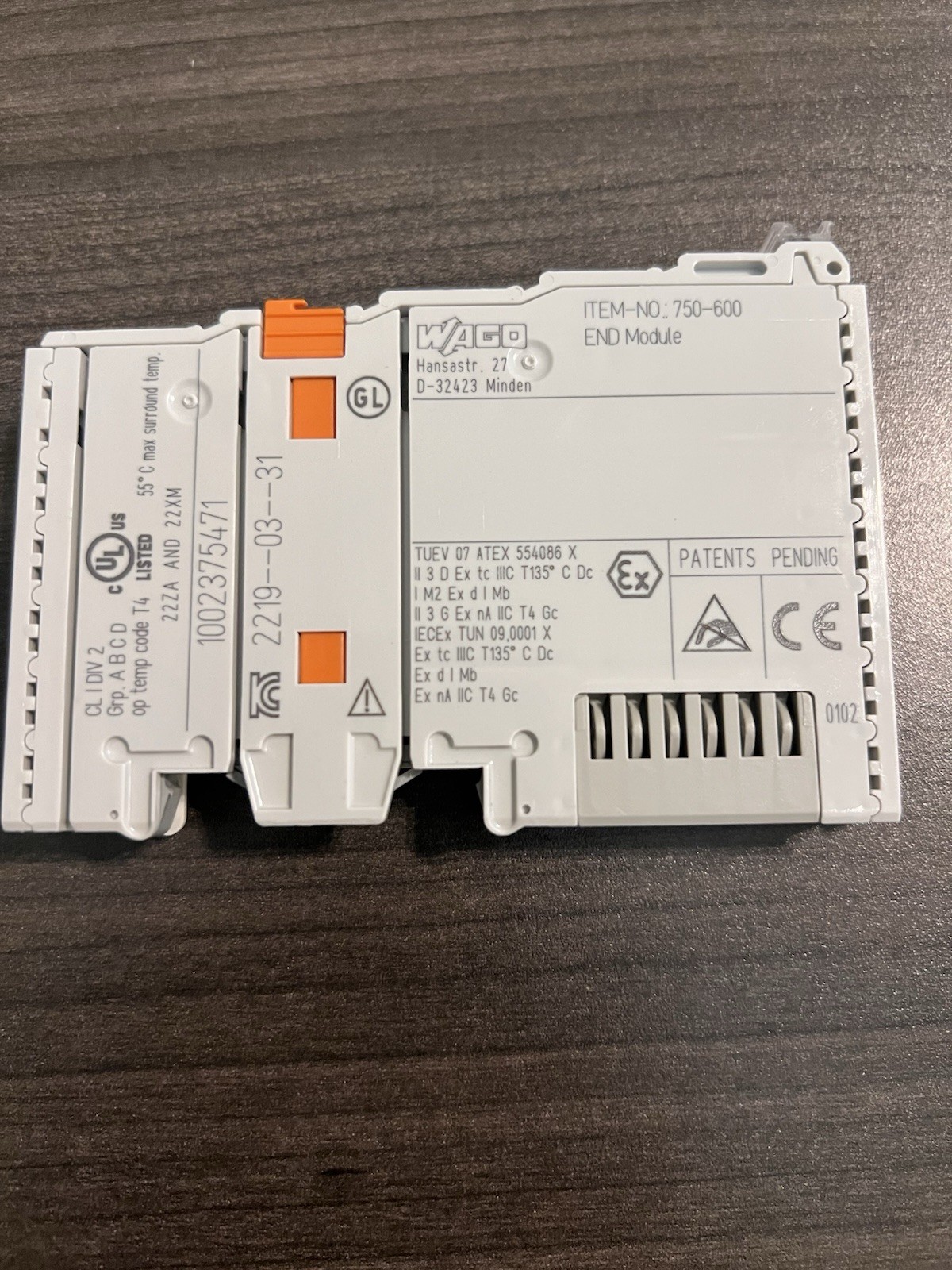 WAGO 750-600 PLC END Module Peripheral I/O Terminal Block Interface Module