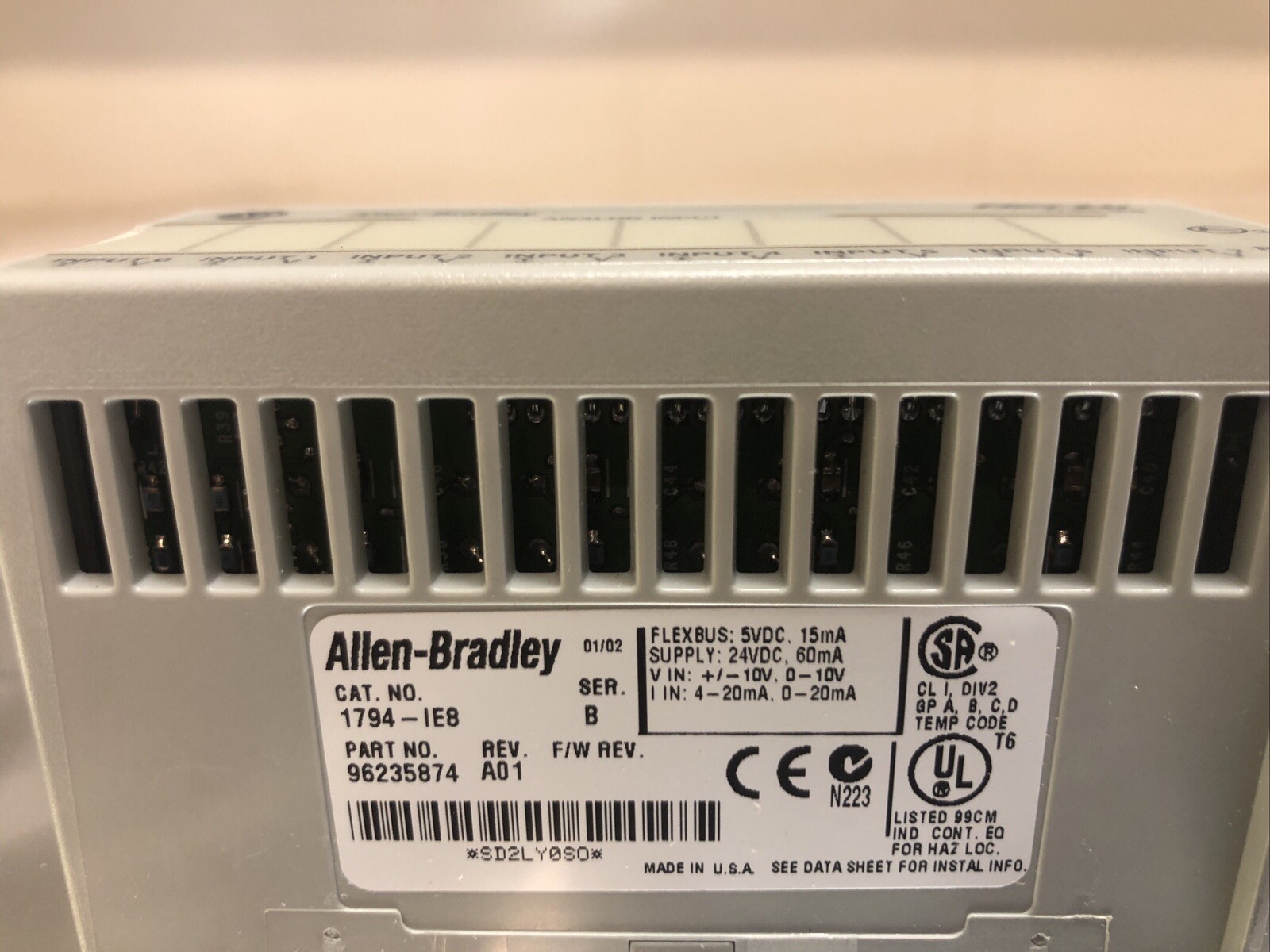 1 Used Allen Bradley 1794-IE8 Flex 8 Point Analog Input Module 96235874, 5-24VDC