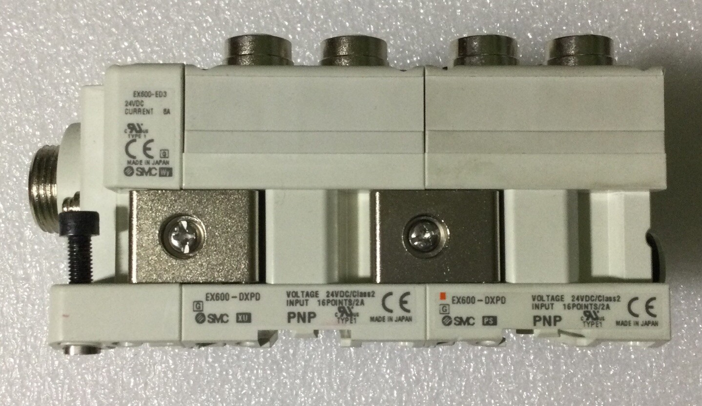 [Lot of 2!] SMC EX600-DXPD Input Module 16 Inputs, PNP, 8x M12 5-Pin, 24VDC