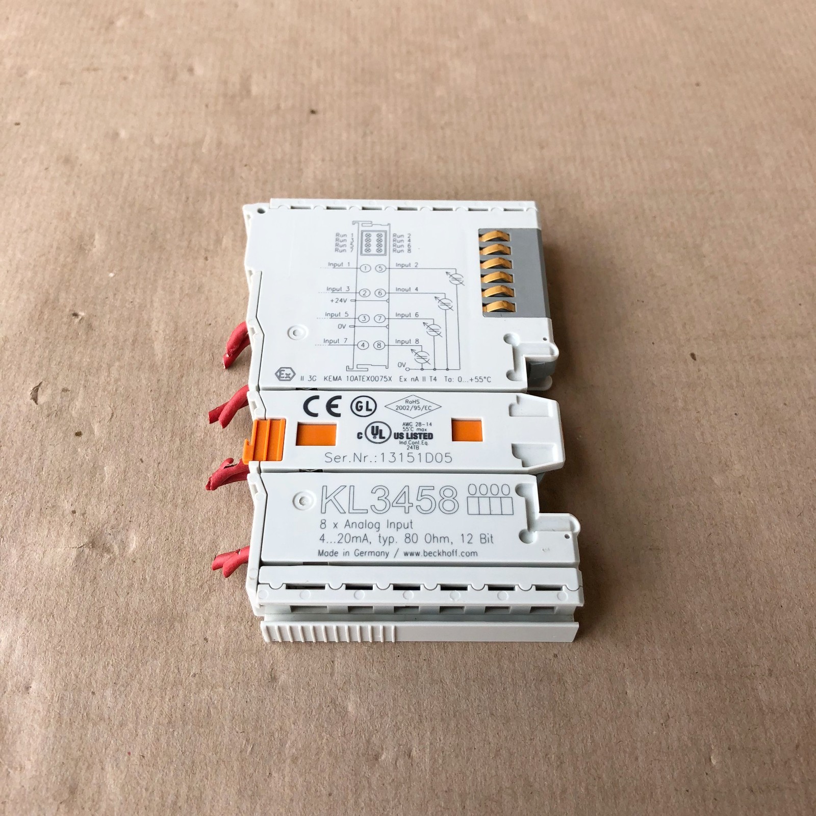 BECKHOFF KL3458 BUS TERMINAL 8-CHANNEL ANALOG INPUT MODULE