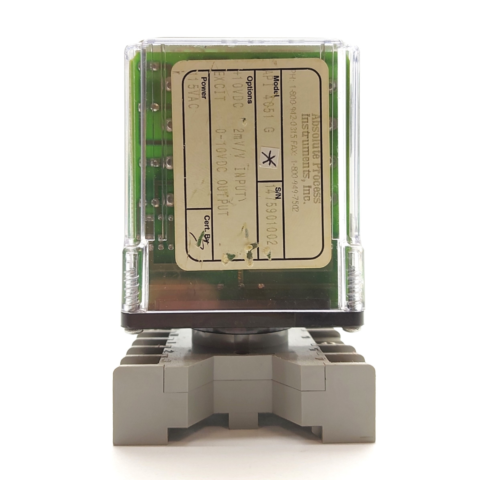 API 4051 G Isolated Sensor Amplifier, 2mV/V In, 0-10VDC Out, 10VDC Excit, 115VAC