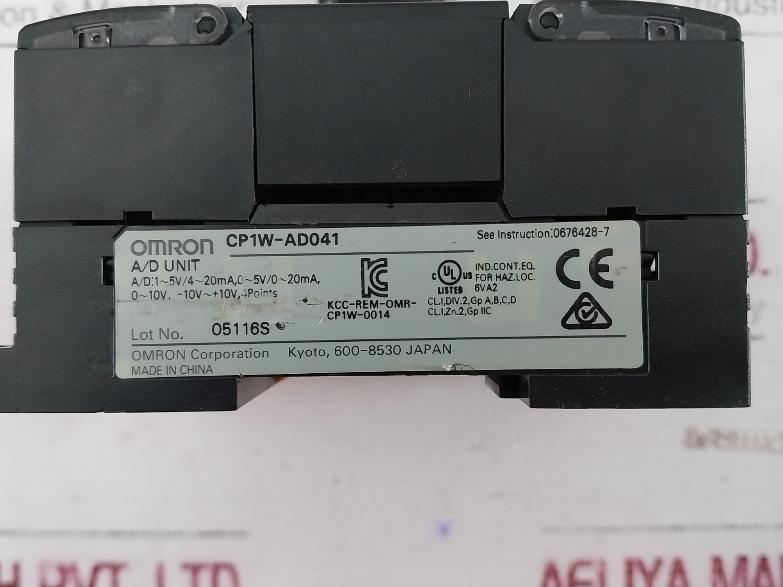 Omron CP1W-AD041 4-Point Analog Input Module, Cl.I, Div.2, Gp A,B,C,D