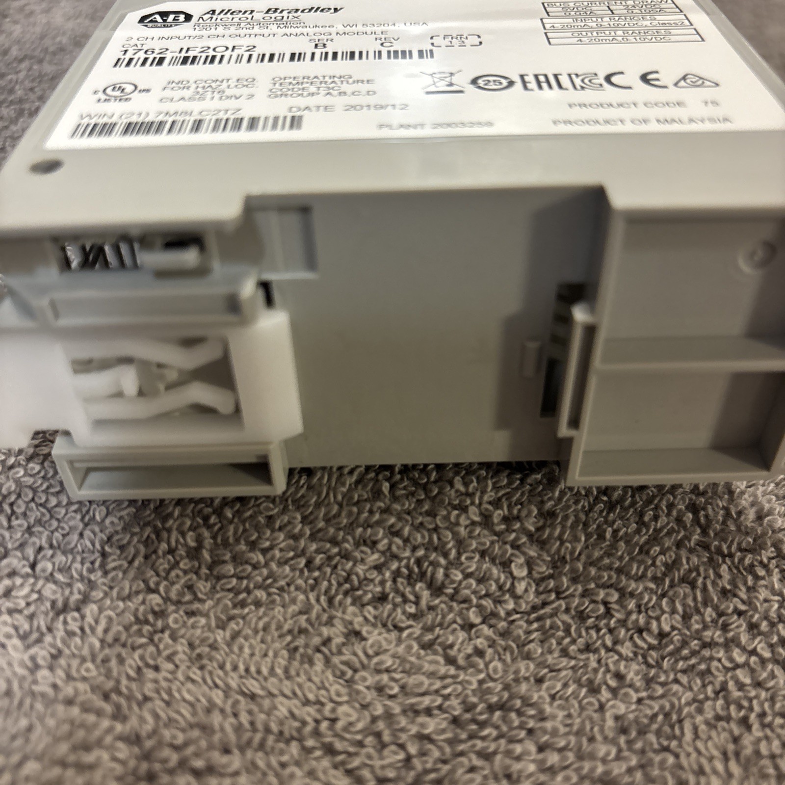 Allen Bradley MicroLogix 1762-IF2OF2 2 CH Input 2 CH Output Analog Module No box