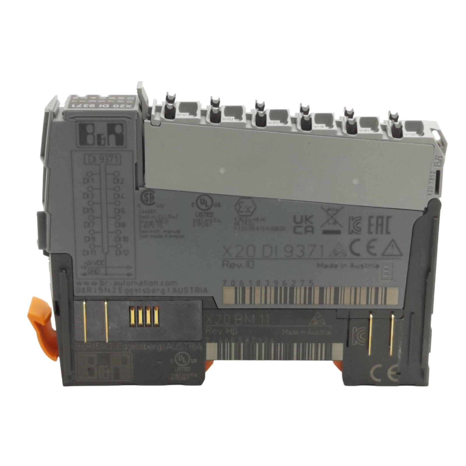 B&R X20DI9371 Digital I/O Module, 12 Digital Inputs, 24VDC Sink 1-Wire