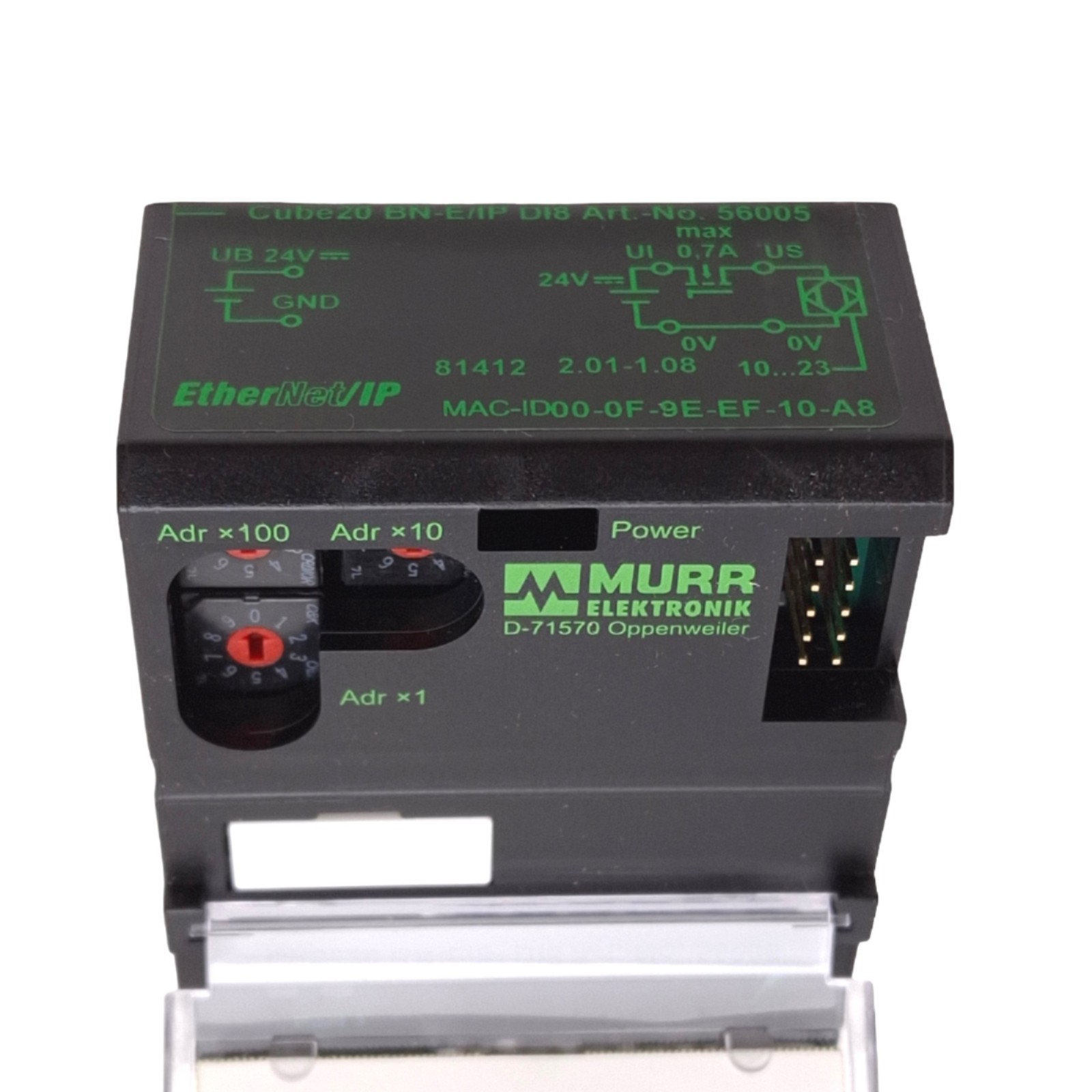Murrelektronik 56005 Cube20 BN-E/IP DI8 Bus Node, Ethernet-IP, 8-Input, 24VDC