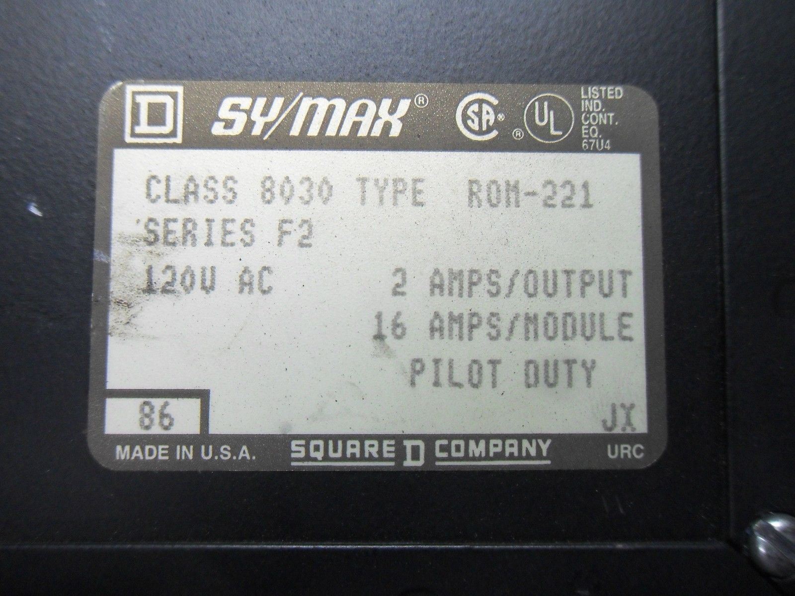 Square D SY/MAX ROM-221 SERIES F2 OUTPUT MODULE