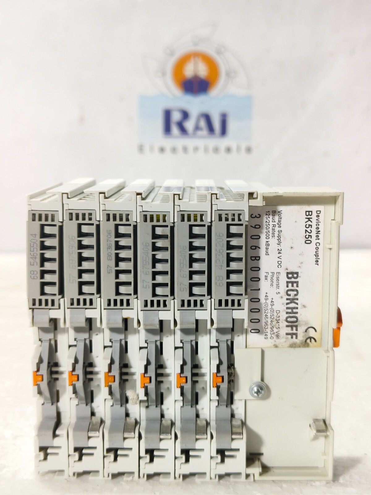 BECKHOFF BK5250 COUPLER WITH KL1104 KL9210 KL2408 KL9010 PLC MODULES FULL RACK