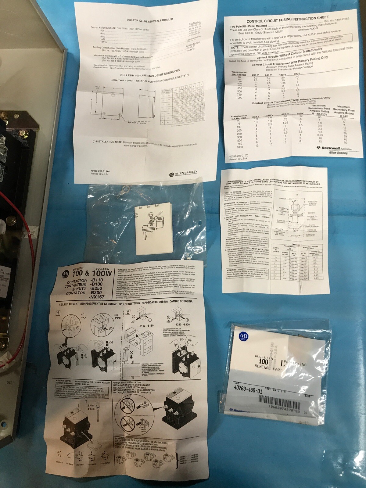 allen bradley CAT 100-B11N*3 SerB 3ph Motor Starter Contactor /Enclosure,wired.