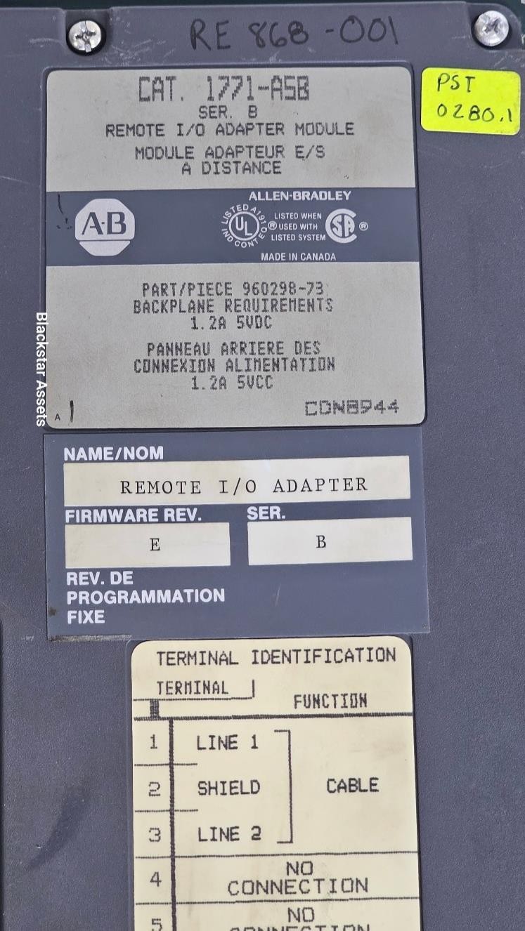 Allen Bradley 1771-ASB Series B Firmware E Remote I/O Adapter Module