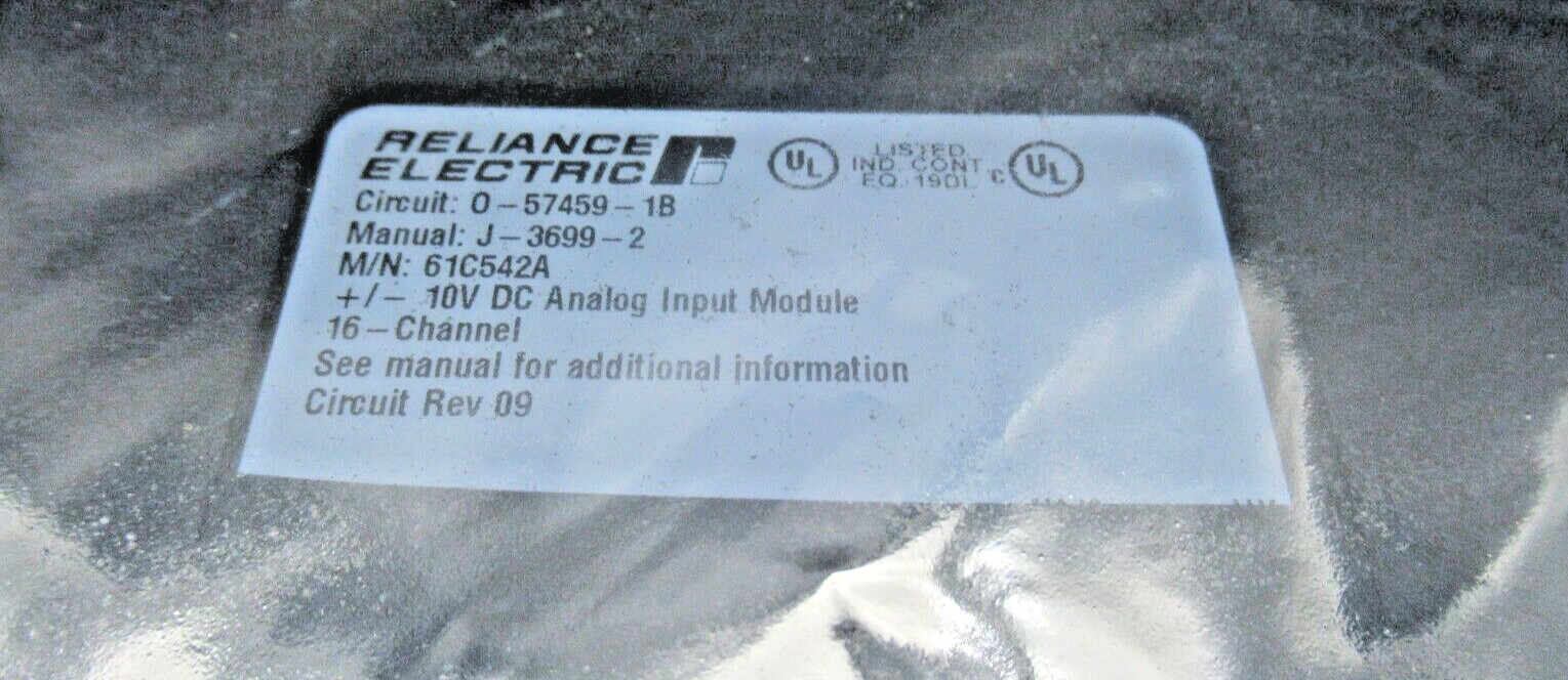 Reliance Electric 61C542A Analog Input Module +/- 10V, 16 Channel 61C542 *NEW*