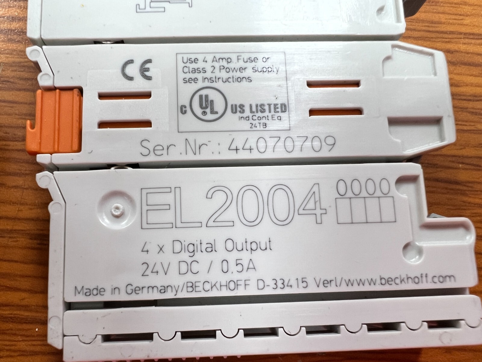 👀 BECKHOFF 4 CHANNEL DIGITAL OUTPUT TERMINAL 24 VDC 0.5 AMP EL2004
