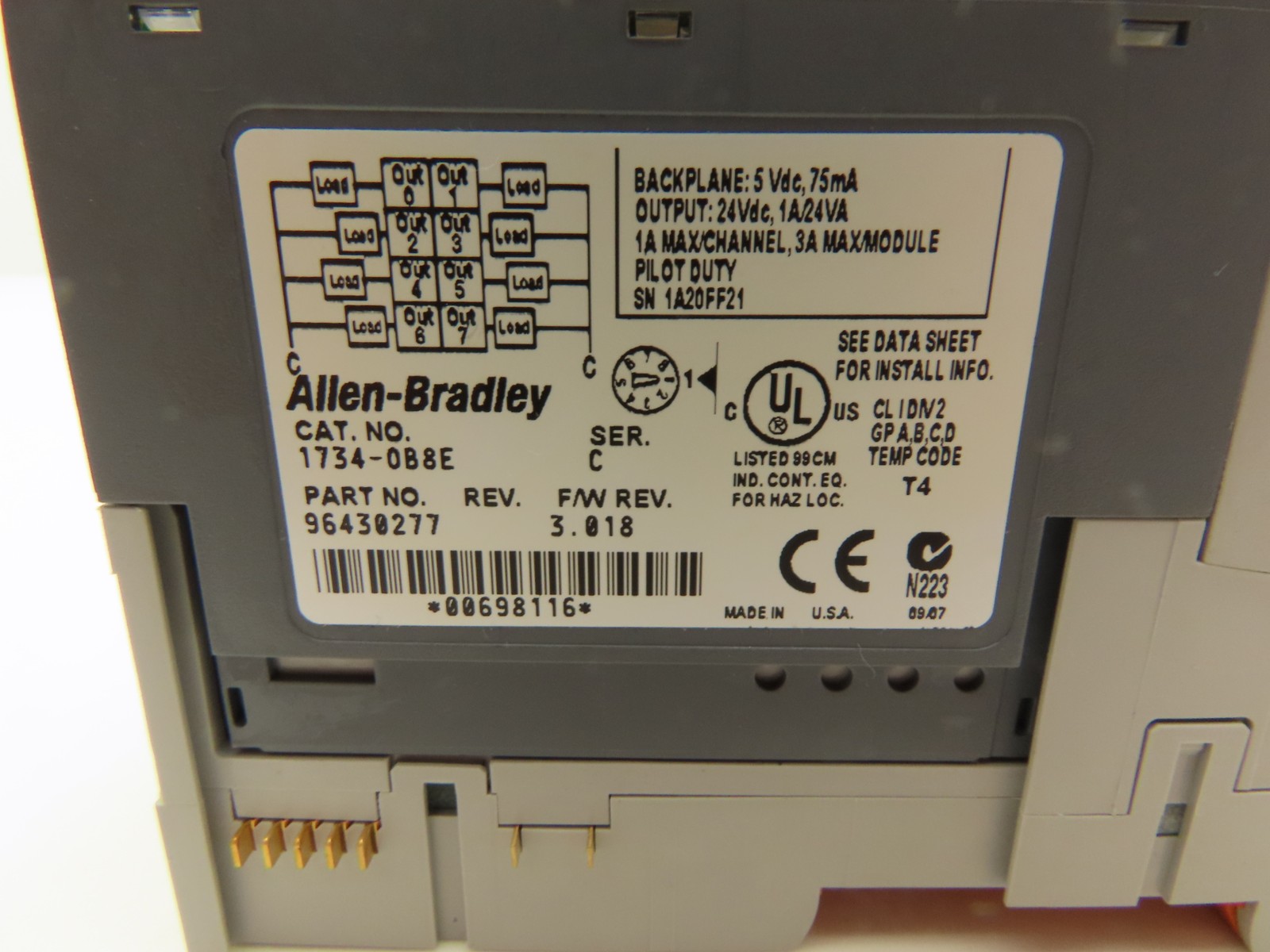 Allen Bradley 1734-OB8E Point I/O 8Pt Digital Output Module 24VDC Ser C Lot of 5