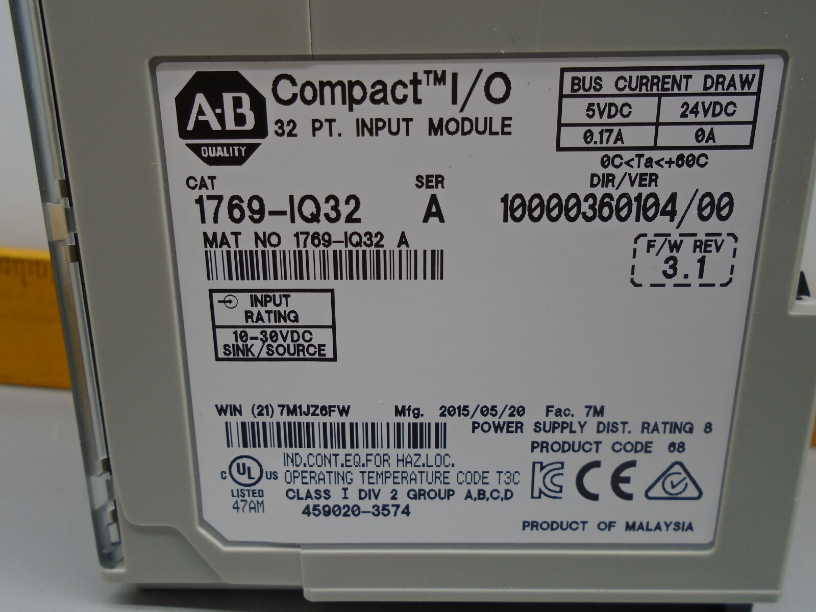 1769-IQ32 Allen Bradley Compact I/O DC Input 1769-1Q32 1769IQ32 N300