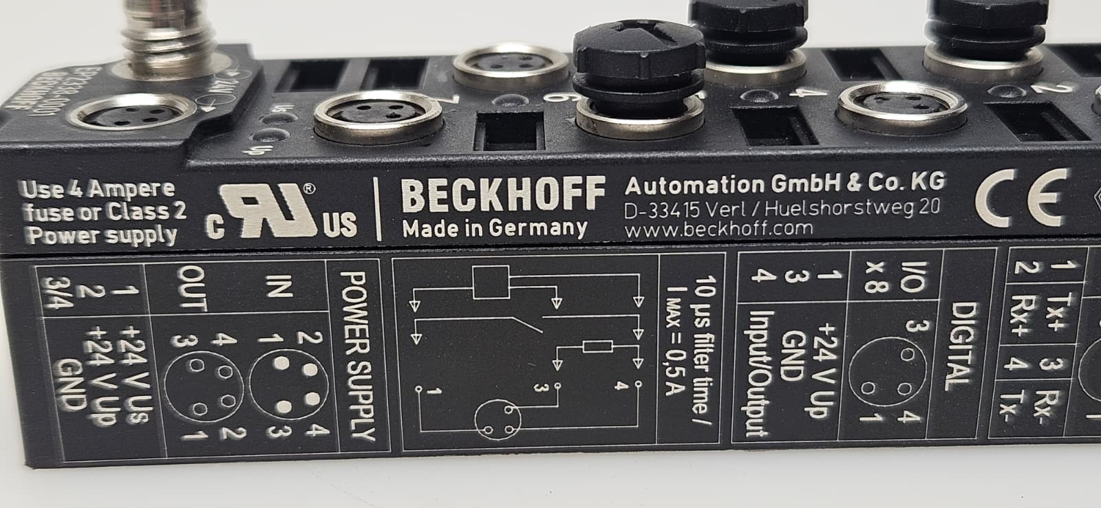 Beckhoff EP2338-0001 EtherCAT Box 8 Channel Digital Combo 24V DC 10μs 0.5A, M8