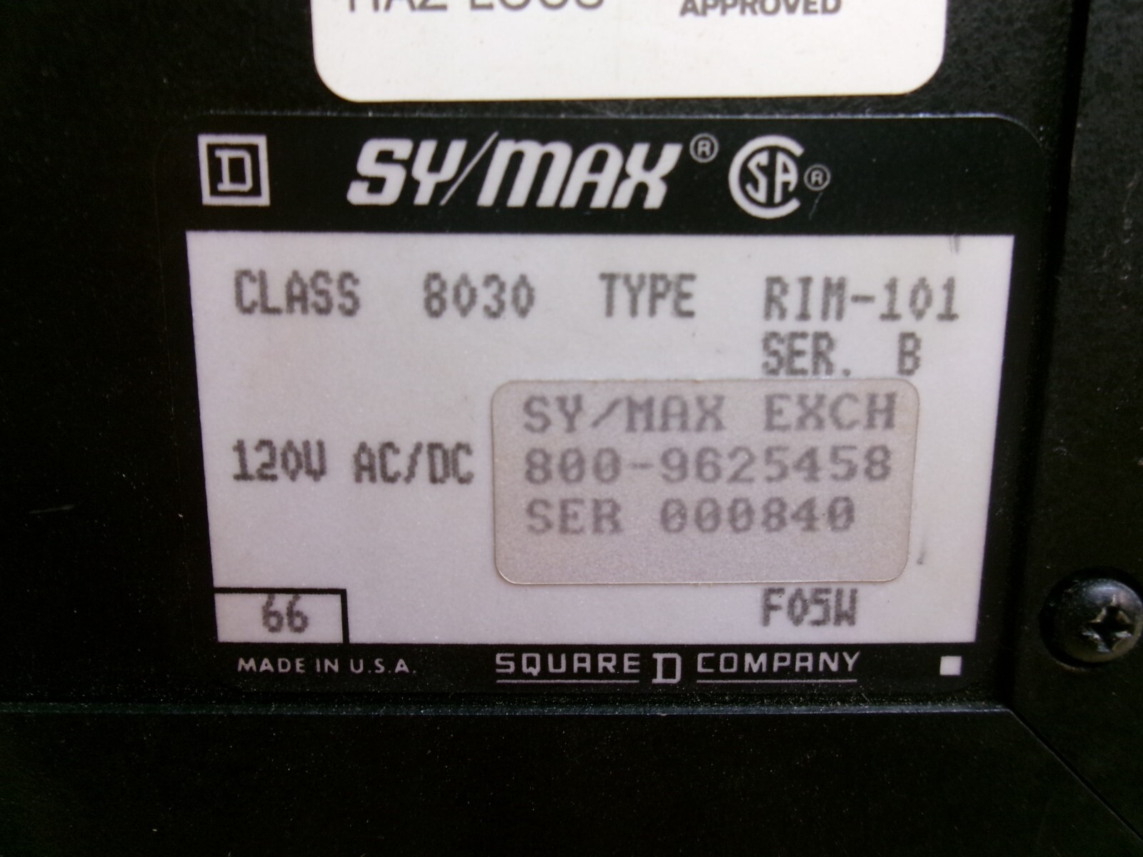 Square D Sy/Max 8030 RIM101 Ser B Input Module