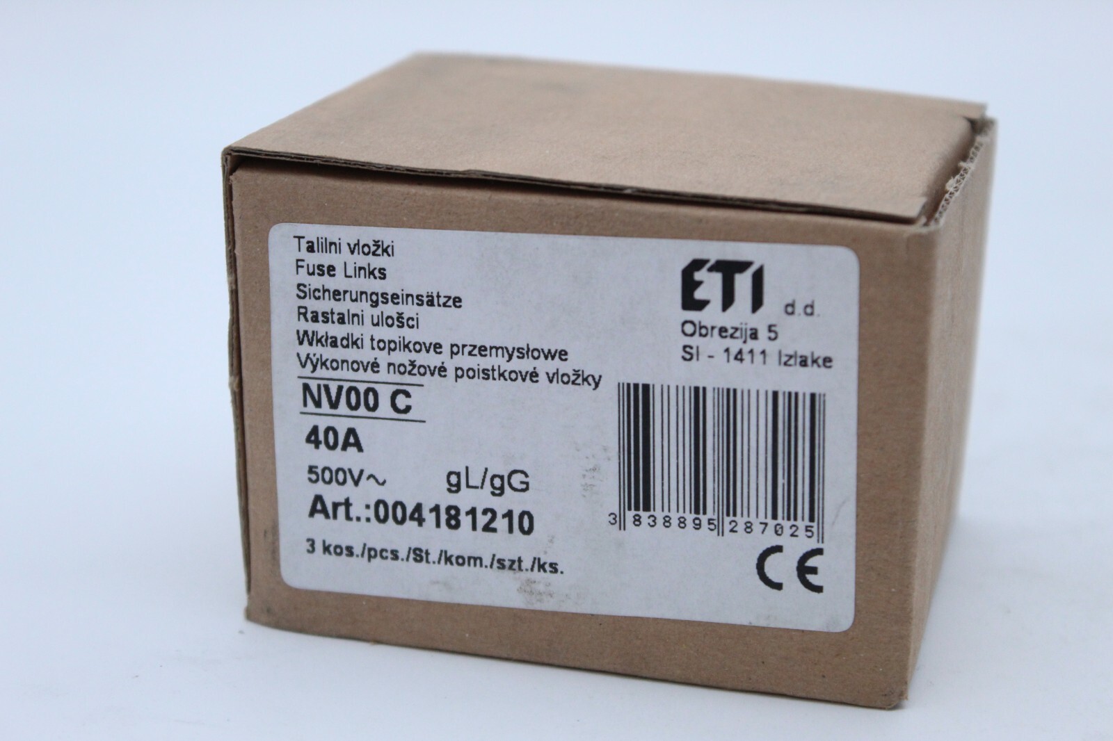 ETI NV00 C 40A 500V, 004181210, 3 Pack