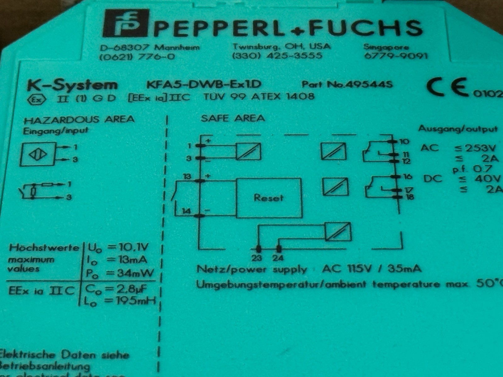 NEW IN BOX PepperL+Fuchs KFA5-DWB-Ex1D Module