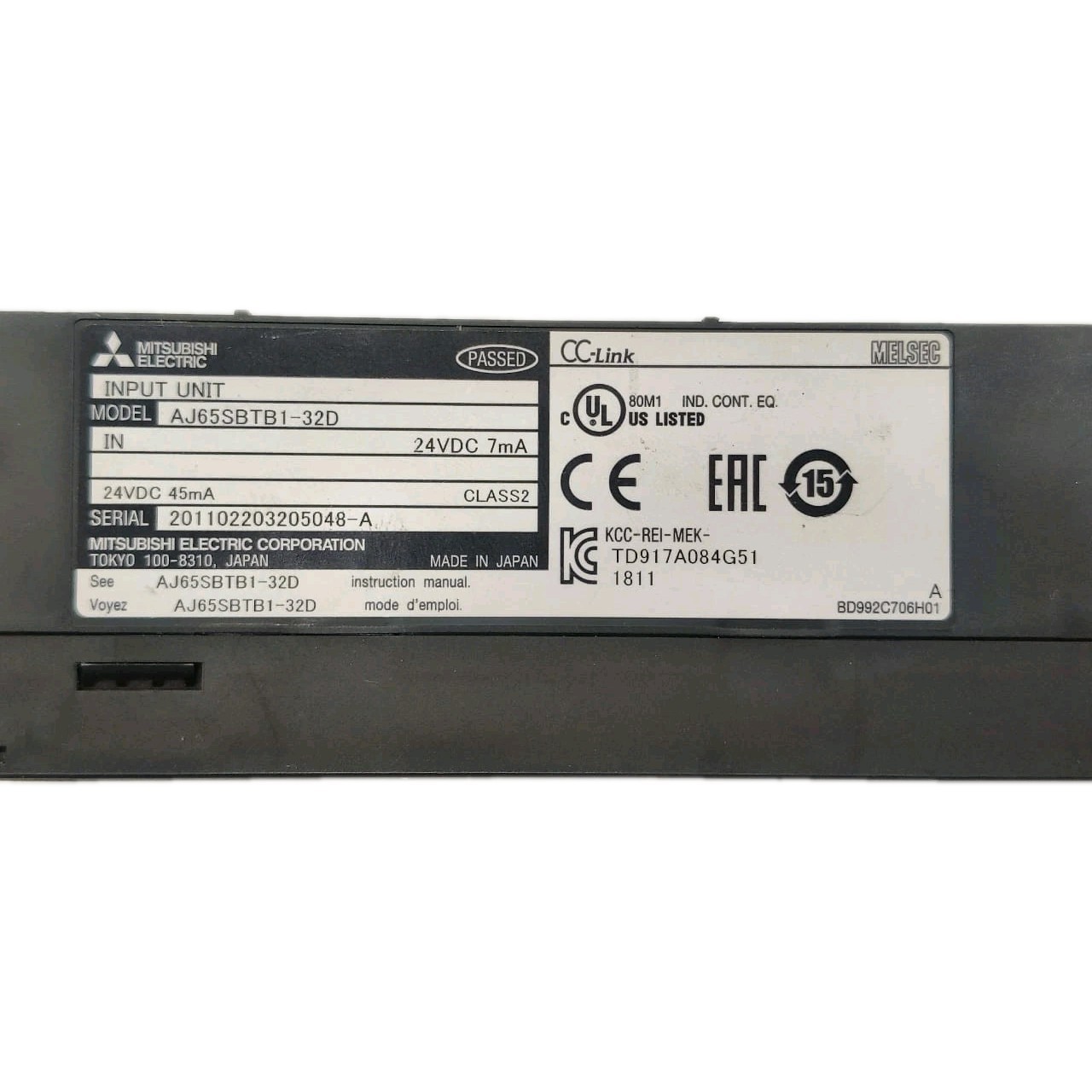 MITSUBISHI ELECTRIC AJ65SBTB1-32D INPUT UNIT 24VDC 45MA FAST SHIPPING