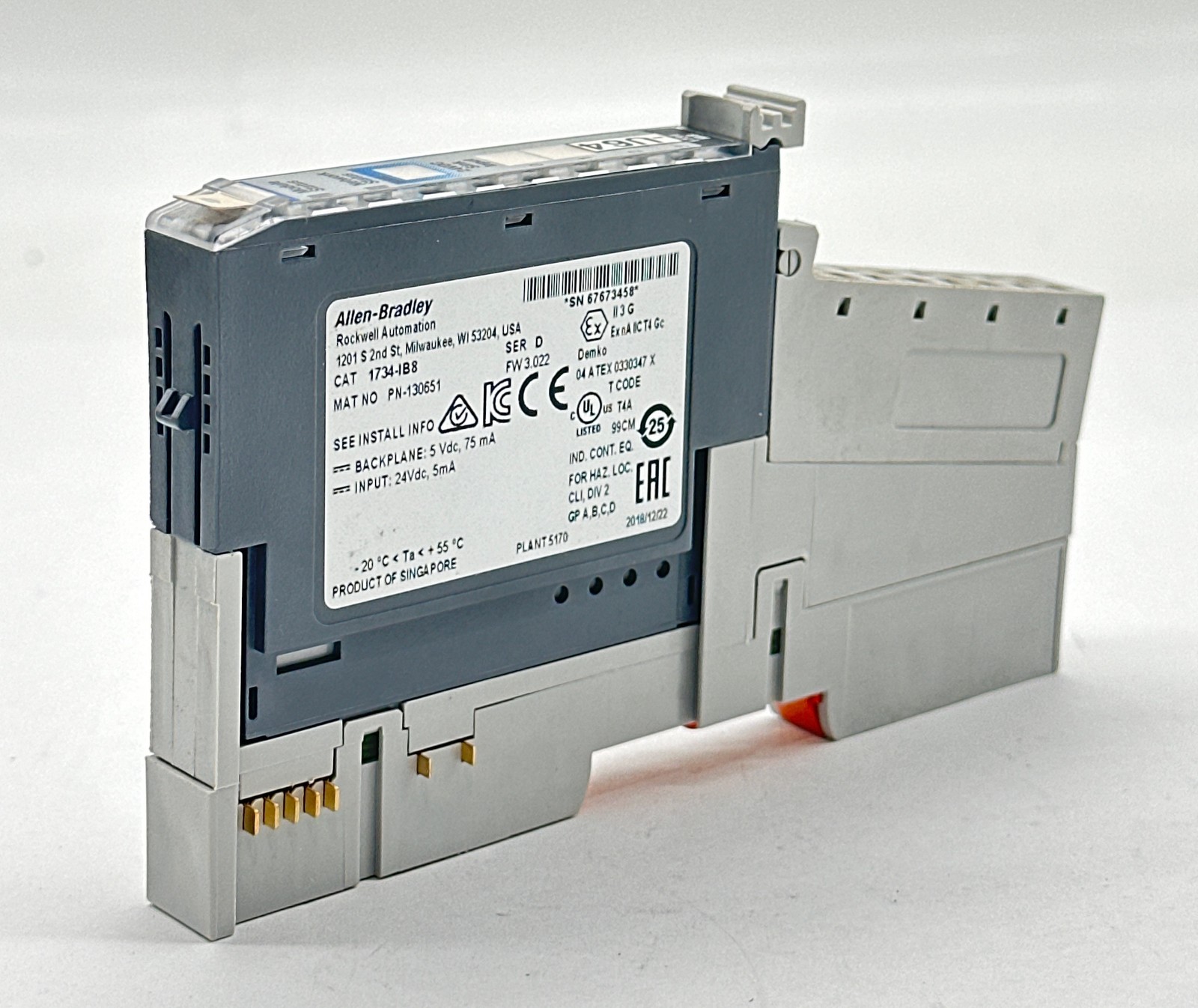Allen-Bradley 1734-IB8 Input Module W/1734-MB Mount., 1734-RTBS Terminal Block