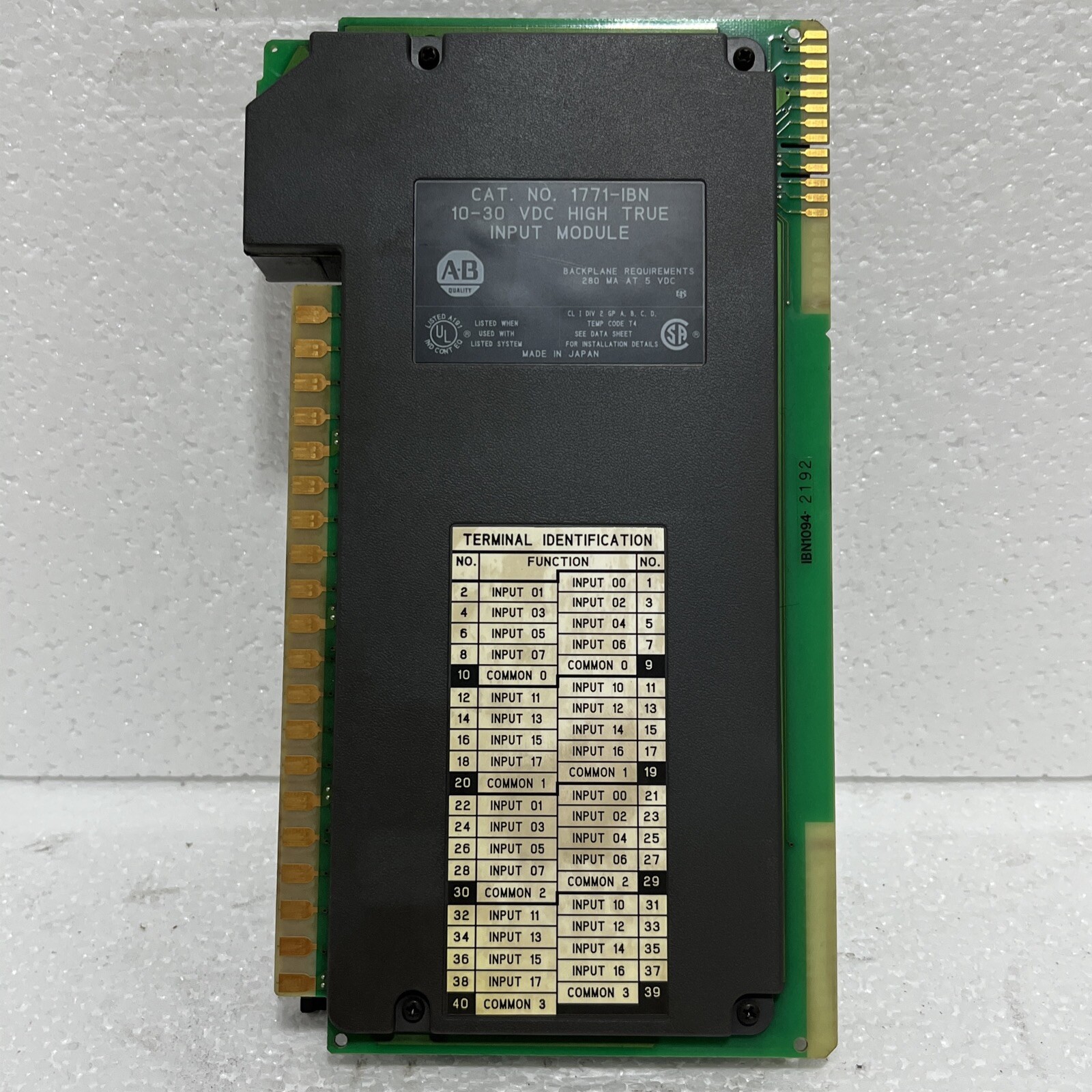 ALLEN BRADLEY 1771-IBN 10-30VDC HIGH TRUE INPUT MODULE PLC