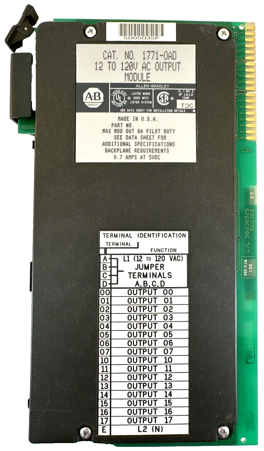 Allen Bradley 1771-OAD, AC Output Module, 12-120V, used (G3)