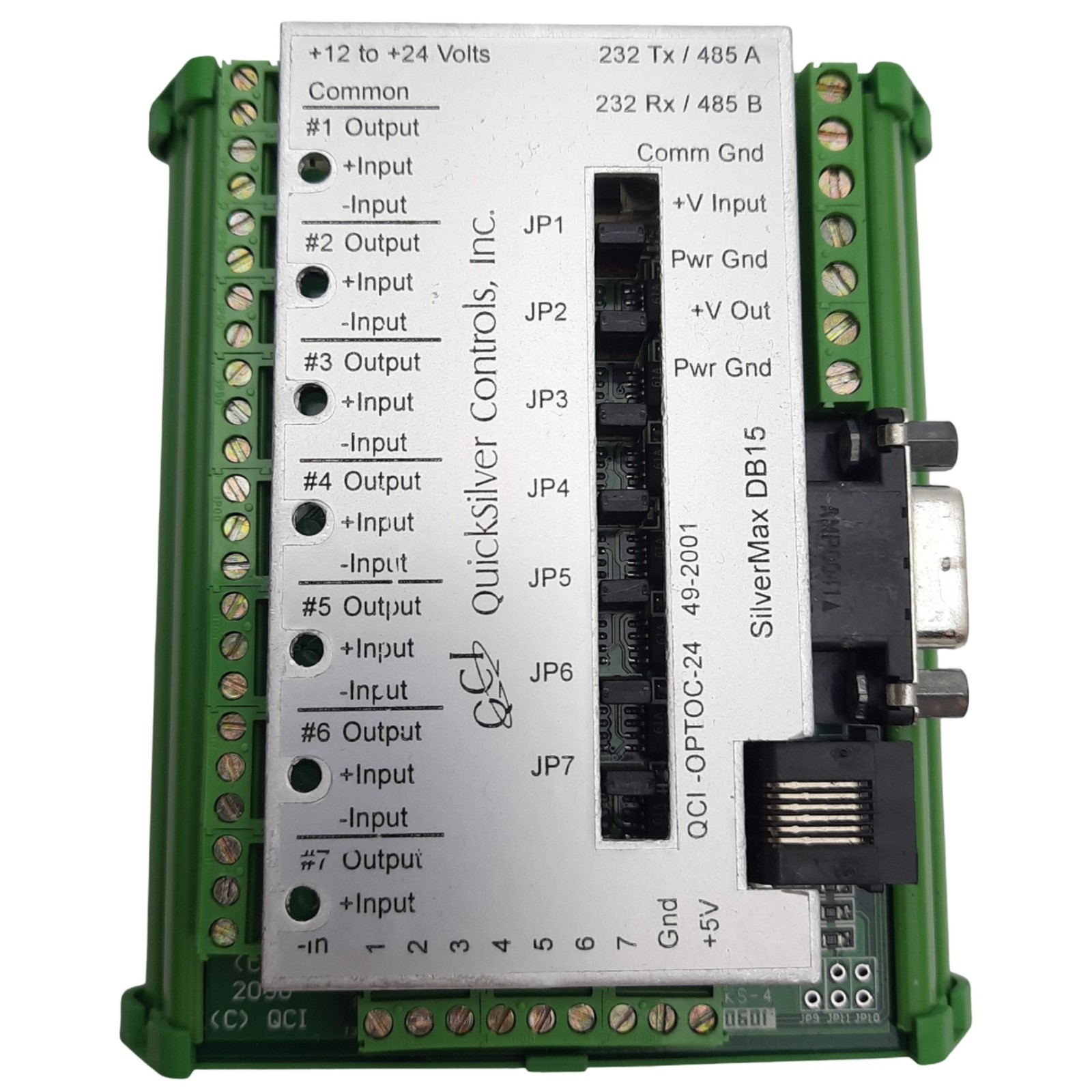 QuickSilver QCI-OPTOC-24 Optical I/O Module, Voltage 5-24VDC, DIN Mount, 7 I/O’s