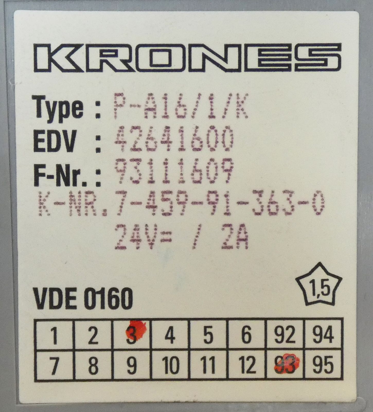 Krones P-A16/1/K 42641600 24V 2A Module -used-