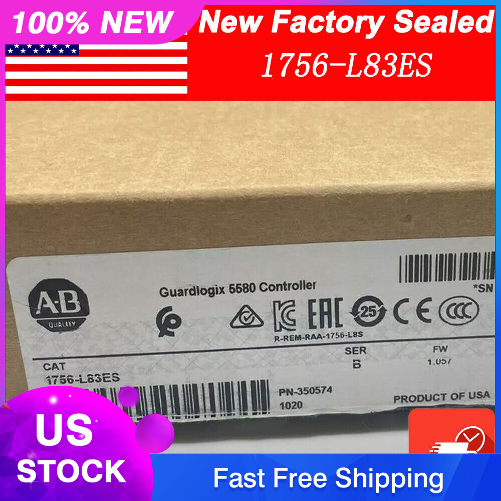New Allen-Bradley 1756-L83ES Guardlogix 5580 Controller Ser B FW 1.057