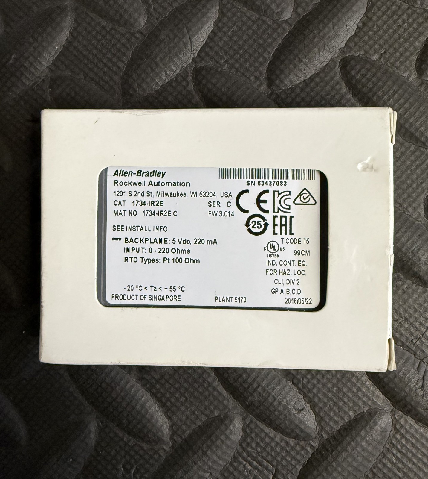 Allen-Bradley 1734-IR2E Ser C I/O Thermocouple RTD Input Module