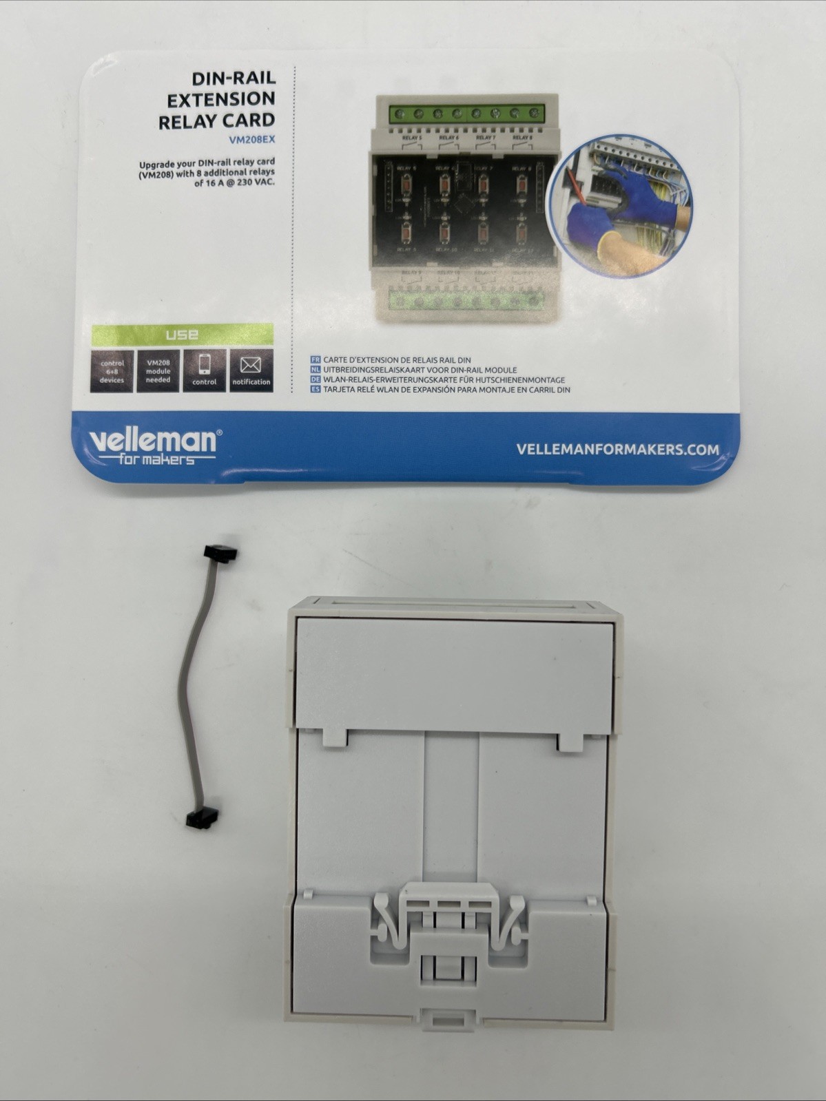 Velleman VM208 Din-Rail Relay Card, 8 Additional Relays Of 16amp @ 230V