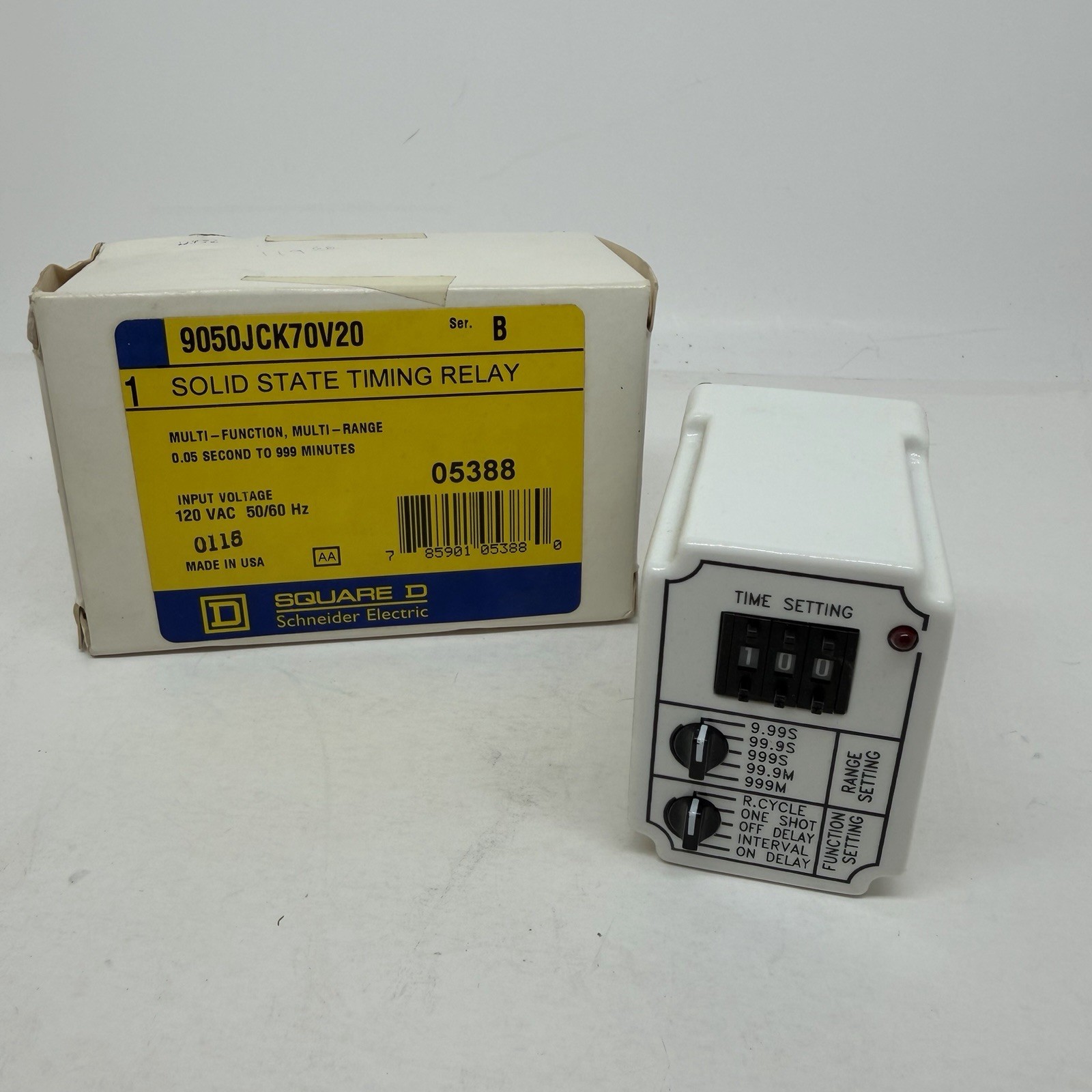 Square D 9050 JCK70V20 Multifunction Timing Relay 120VAC 0.05s-999m