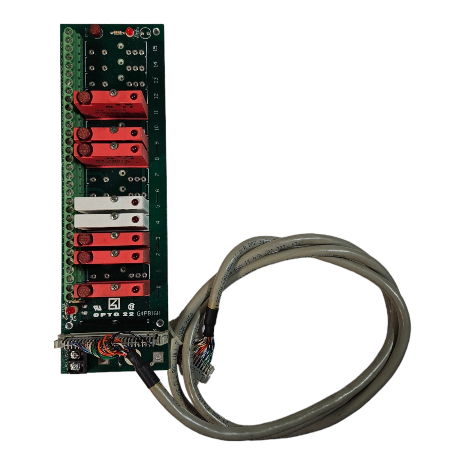 OPTO 22 G4PB16H Mounting Rack W/5x G4 ODC5 & 2x G4 IDC5 DC Output Modules, Cable