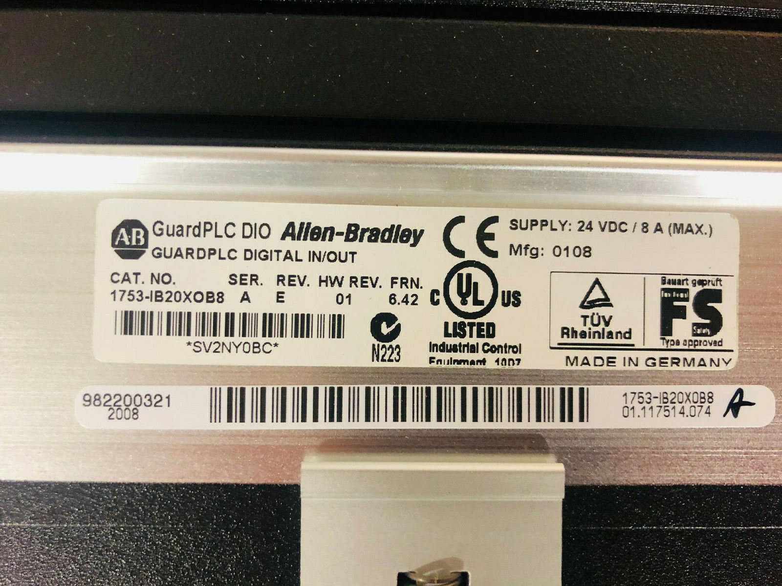Allen Bradley 1753-IB20XOB8 GuardPLC Digital I/O Module 1753IB20X0B8, Ser A