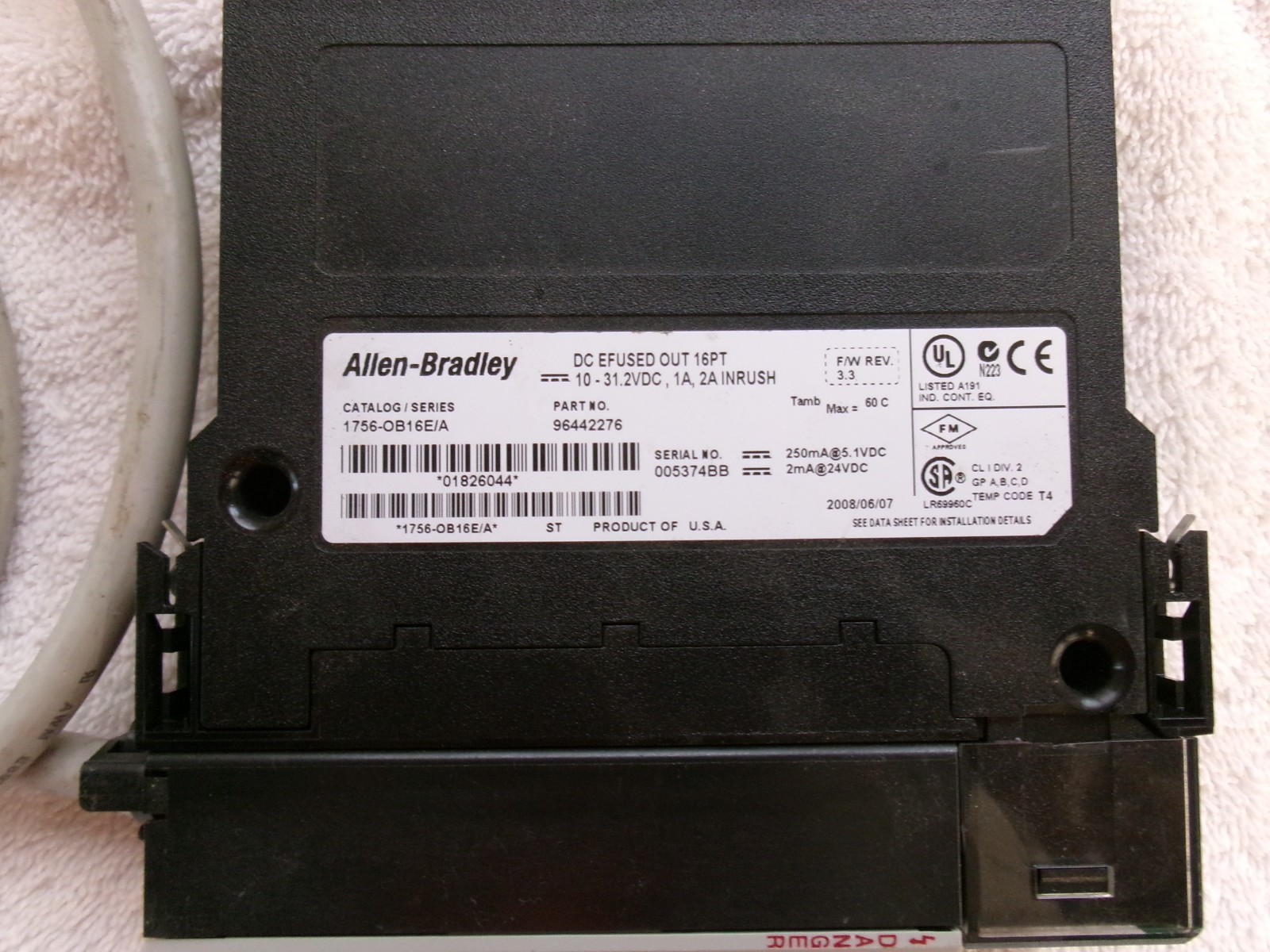 Allen Bradley ControlLogix DC Output 1756-OB16E/A F/W 3.3 w/1492CABLE010X
