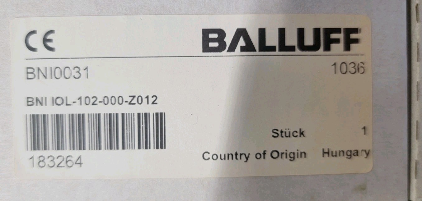 Balluff BNI0031 I/O Module 8-Port Connector 4Pin Plug Hub M12 New-Illinois Stock