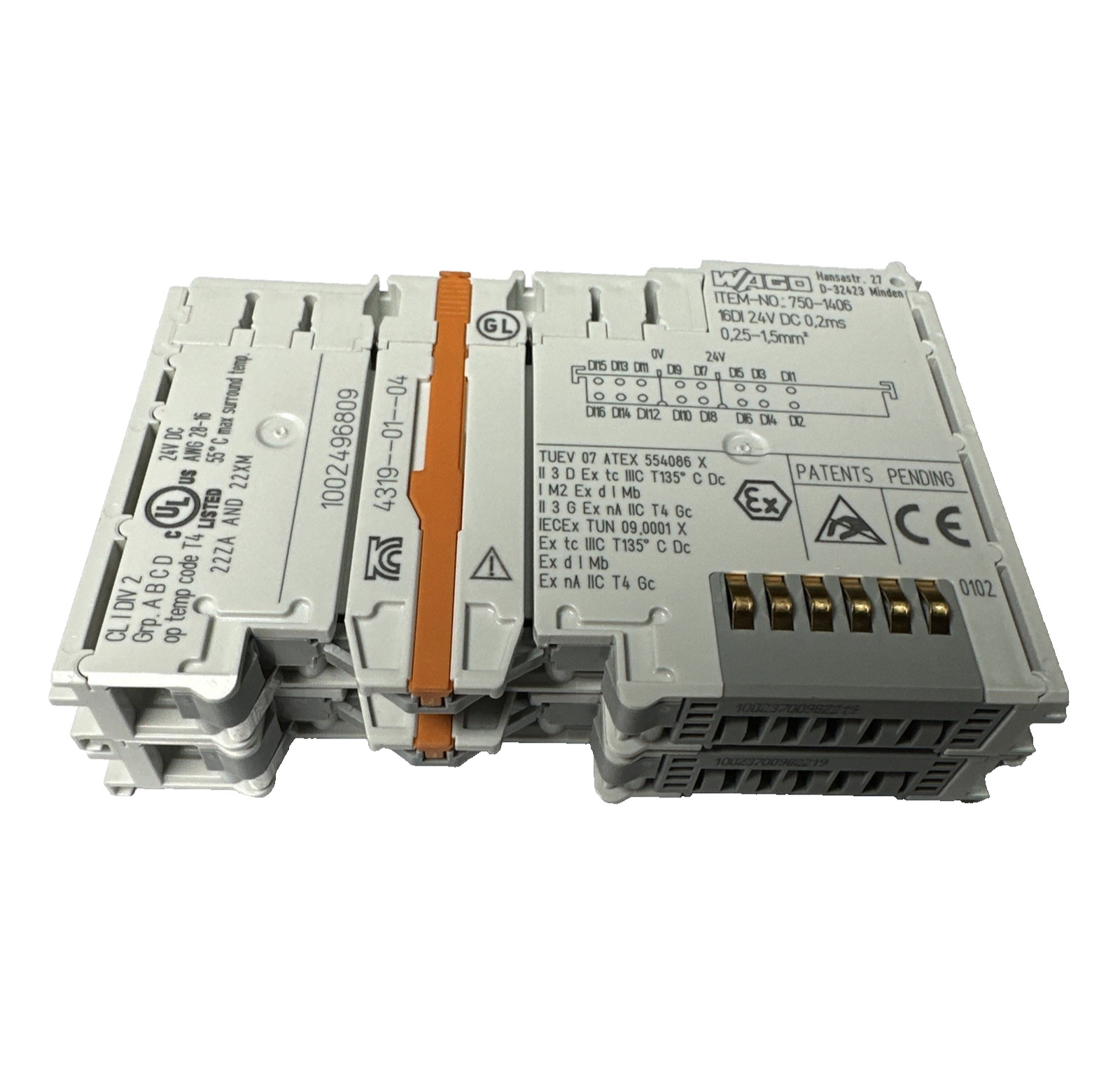 Qty 2 New Wago 750-1406 16-Channel Digital Input Module, 24VDC, 0.2ms Ships Free