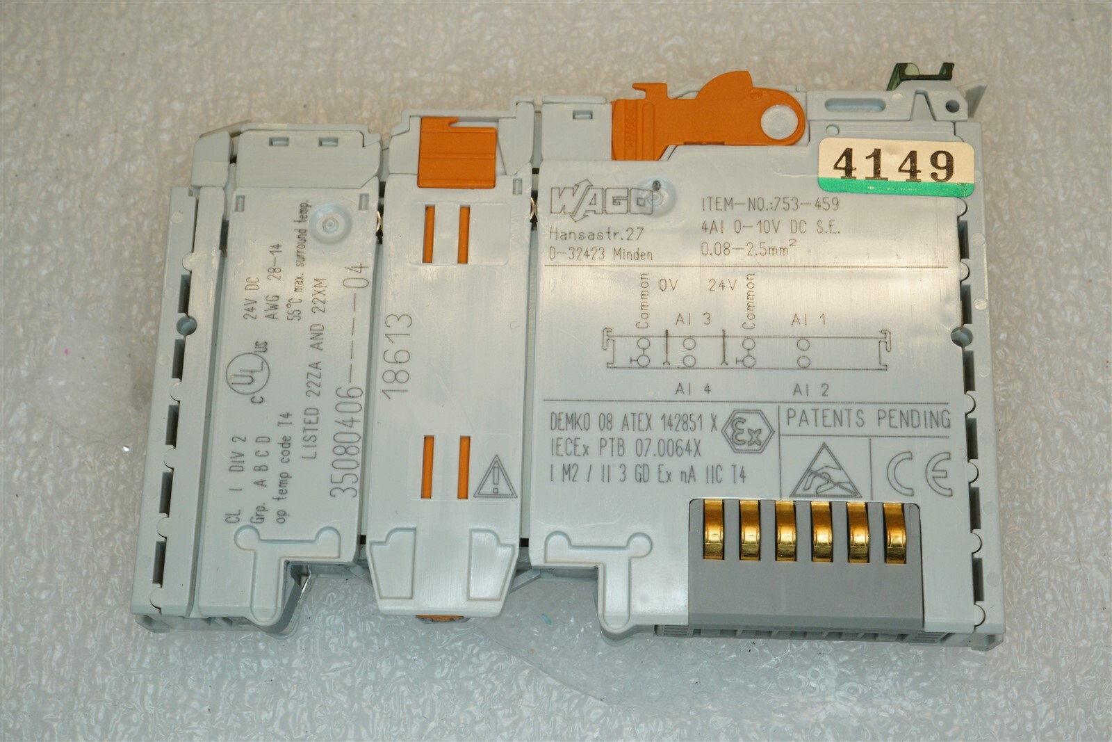 WAGO 753-459 4-channel analog input; 0 … 10 VDC; Single-ended
