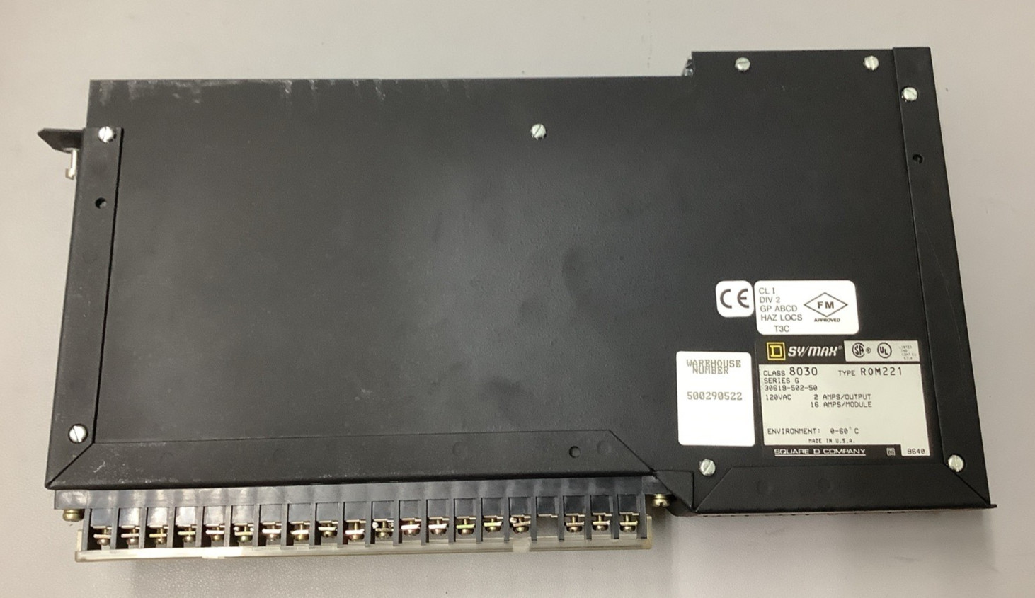 Lot of 2 Square D SY/MAX 8030 ROM-221 Output Module 30619-502-50 120VAC (b506)