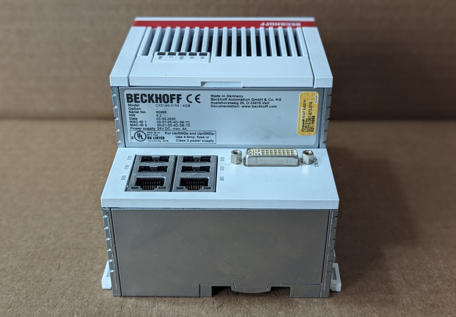 Beckhoff CX5140 CPU Module CX5140-0155 / 4gb