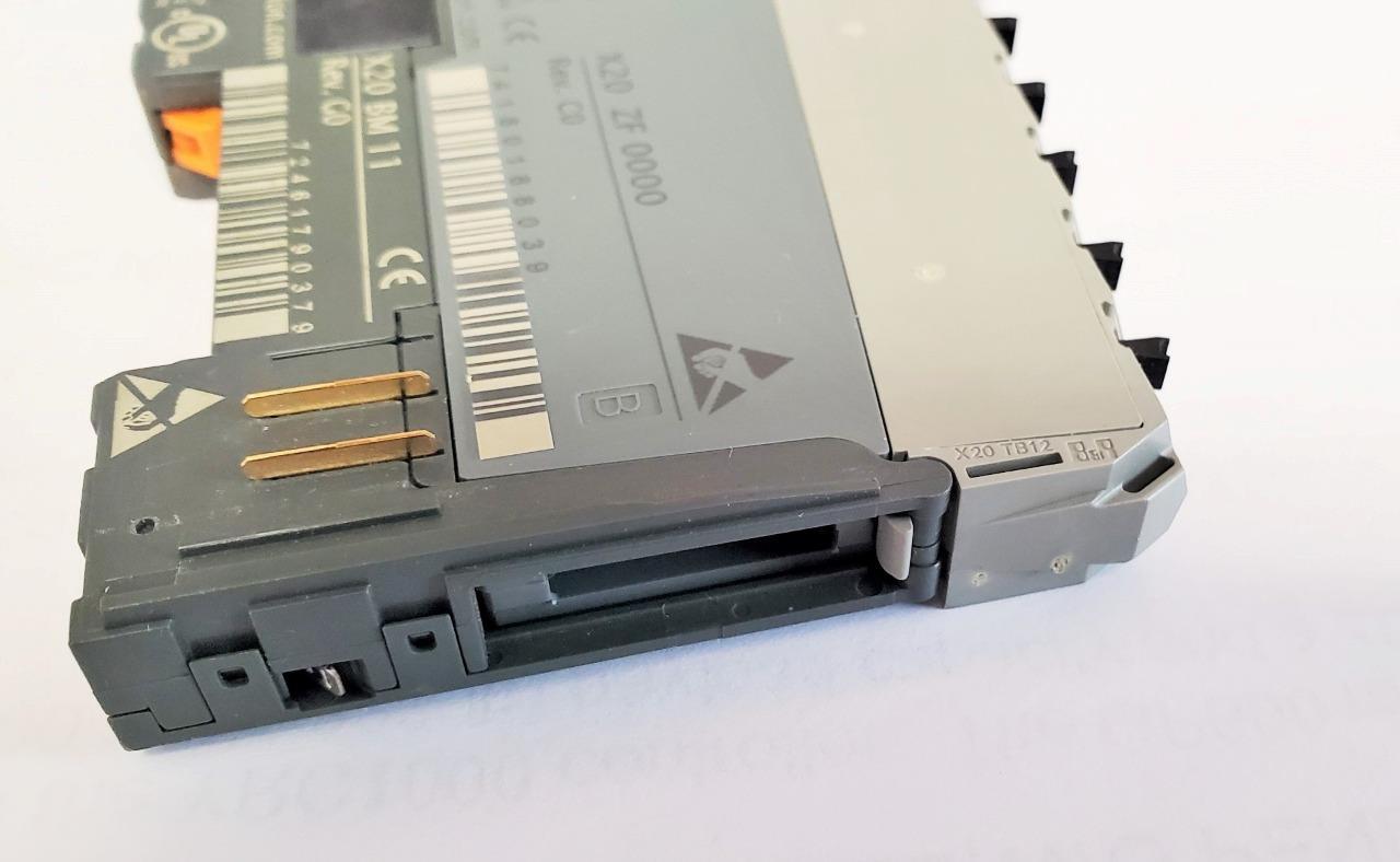 B&R Automation X20BM11 Bus Module w/ X20TB12 Terminal Block & X20ZF0000 Holder