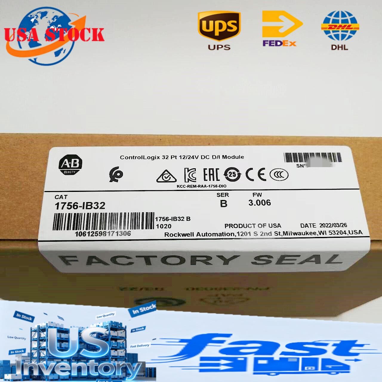 NEW- Allen Bradley 1756-IB32 AB SER B CONTROLOGIX 32 PT DC INPUT MODULE US USA
