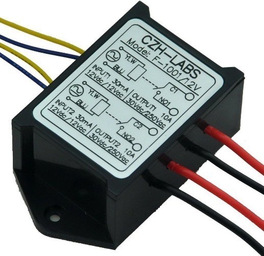 Electronics Salon SPST NO 10Amp Power Relay Module 12V AC DC Control Voltage
