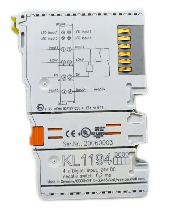 BECKHOFF KL1194 BUS TERMINAL, 4-CHANNEL DIGITAL INPUT, 24 V DC, 0.2 MS