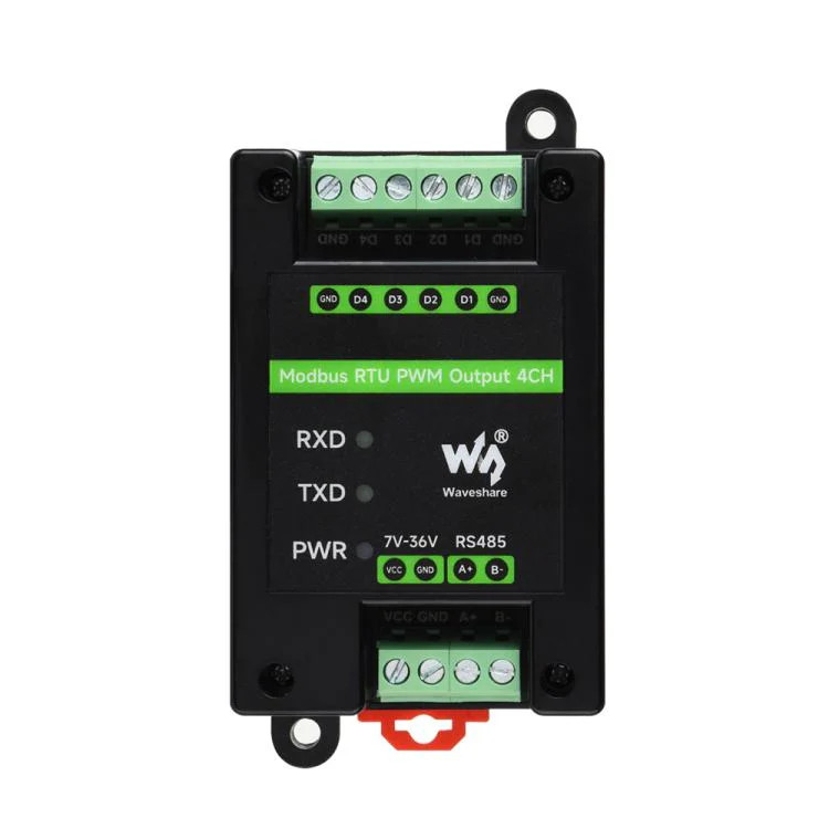 Waveshare Industrial 4-Ch PWM Output Module Modbus RTU RS485, Adjustable Frequen