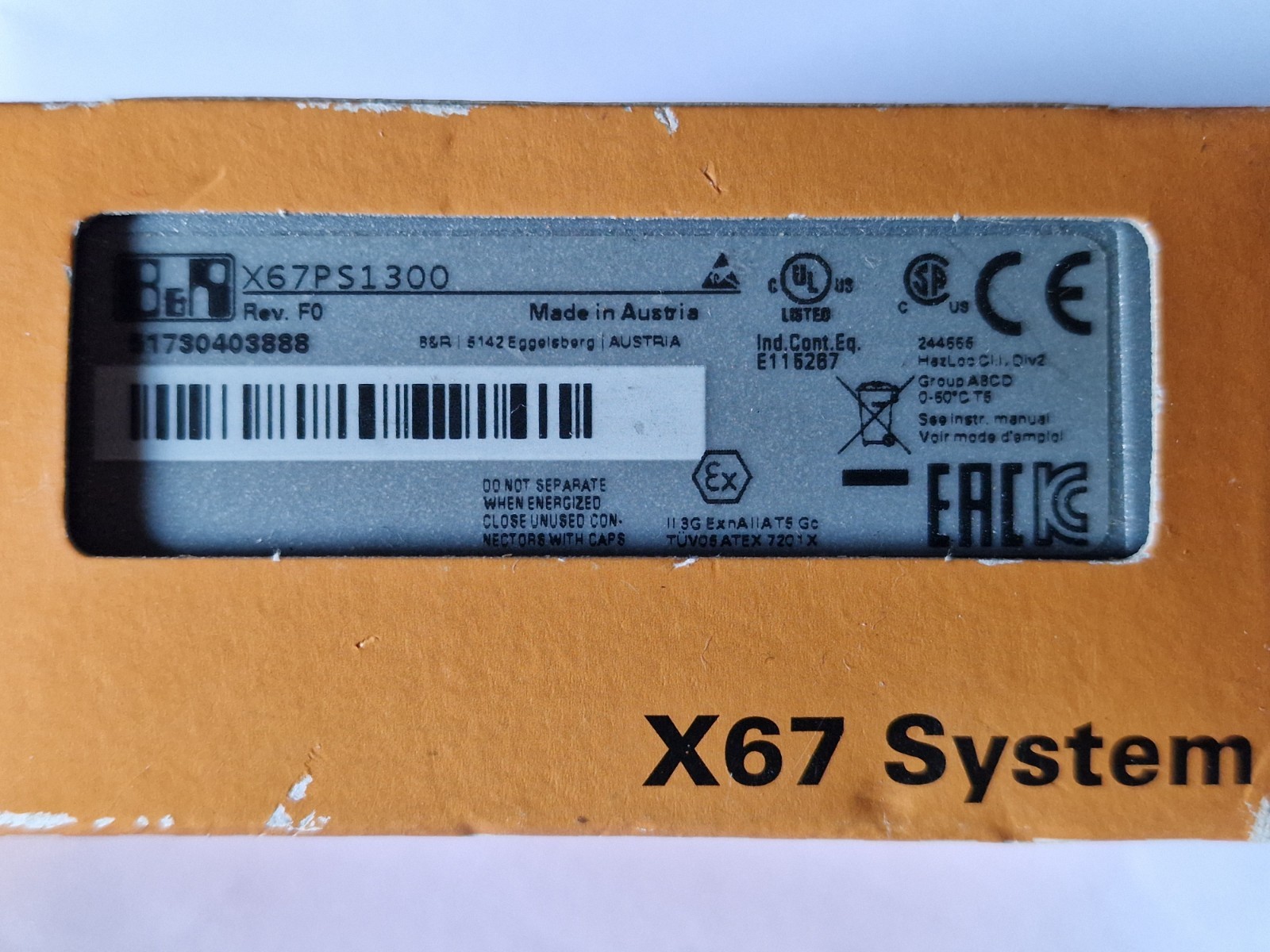 B&R X67PS1300 PLC