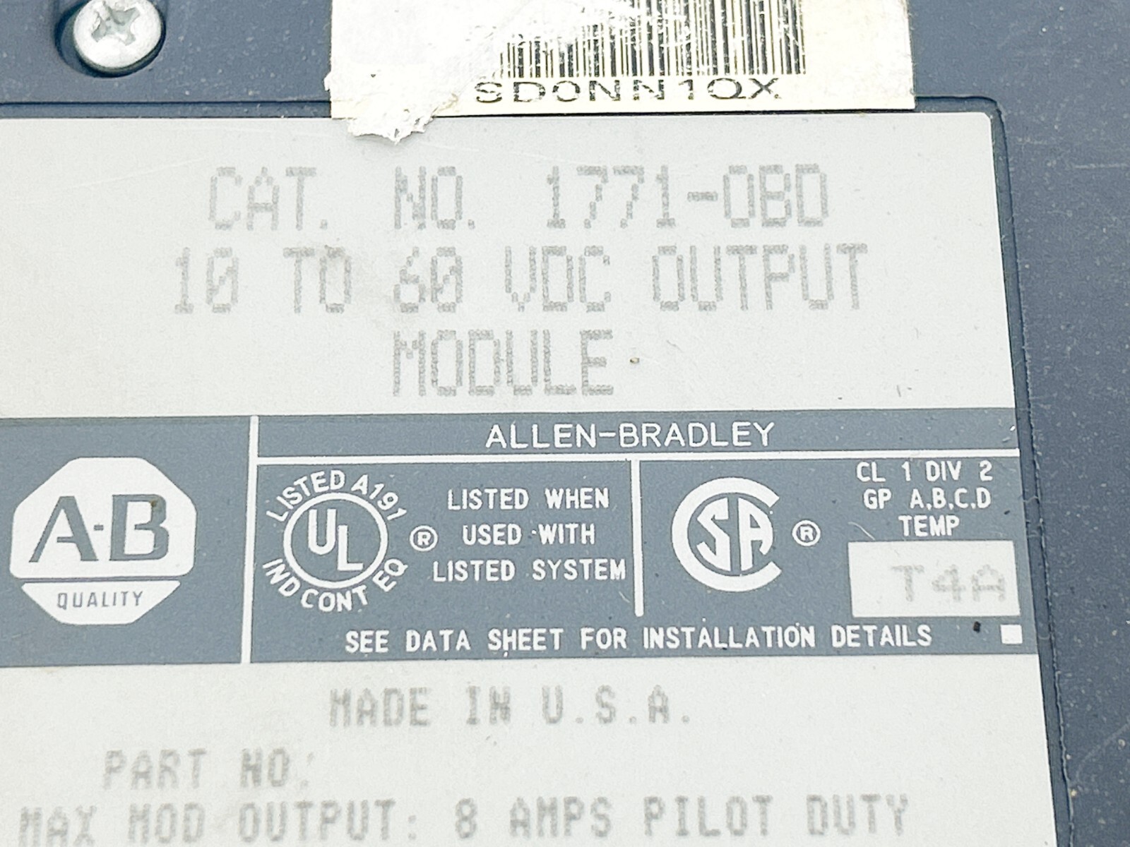 Allen Bradley 1771-OBD Digital Output Module PLC 5 16 Points 10-60VDC Output Vol
