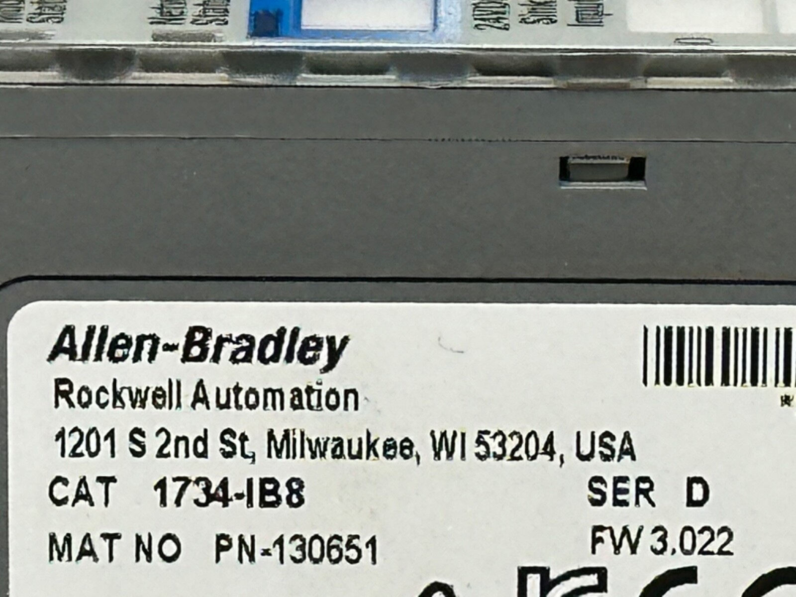 Allen Bradley 1734-IB8 1734-1B8 188 Ser D Point I/O Input Module 24VDC Sink 8 Pt