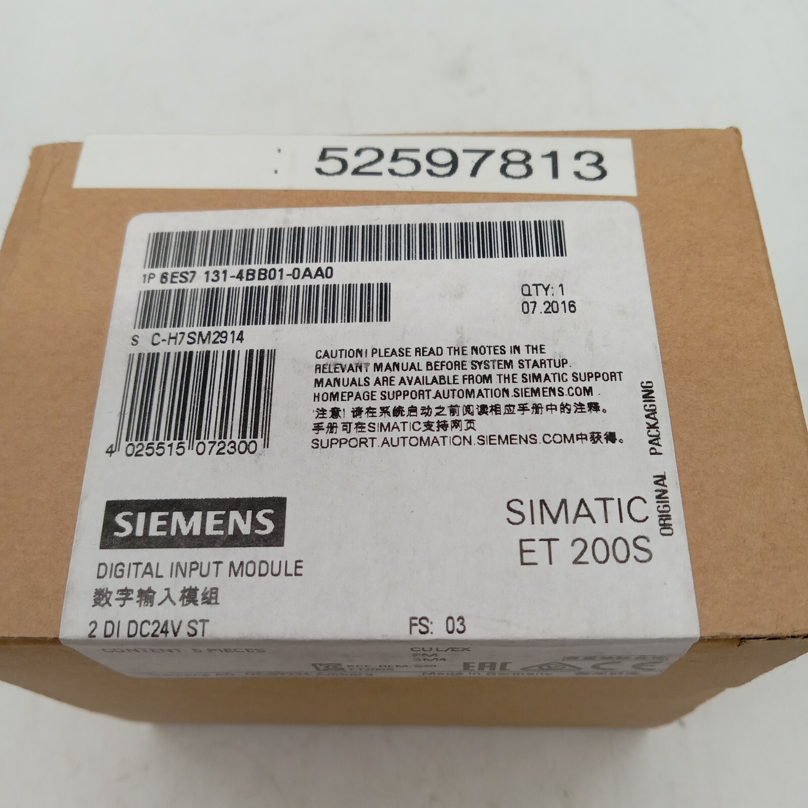 Siemens 6ES7131-4BB01-0AA0 Electronic Module Box of 5 -FACTORY SEALED