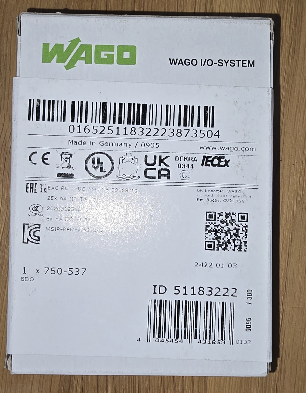 WAGO 750-537 8 Channel Digital Output Terminal DC 24V 0.5A