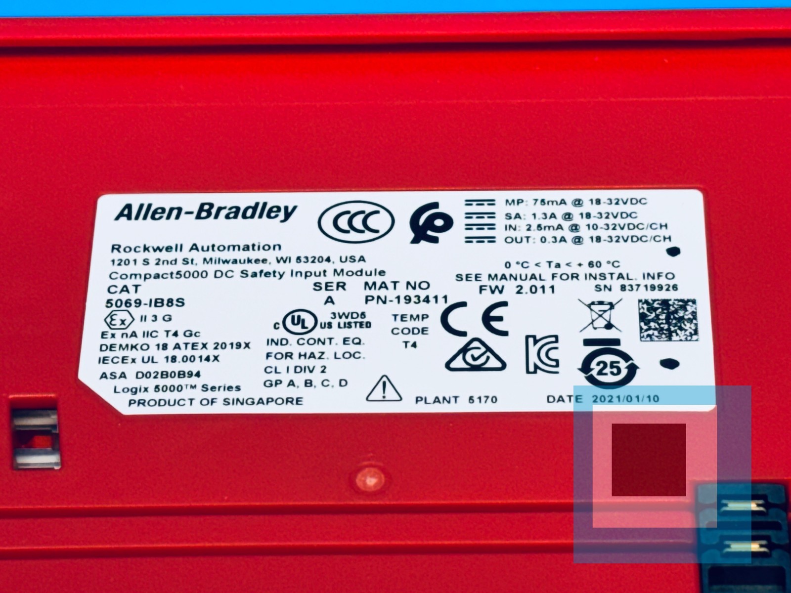 Allen-Bradley 5069-IB8S /A Series A Compact5000 DC Safety Input Module NEW OPEN